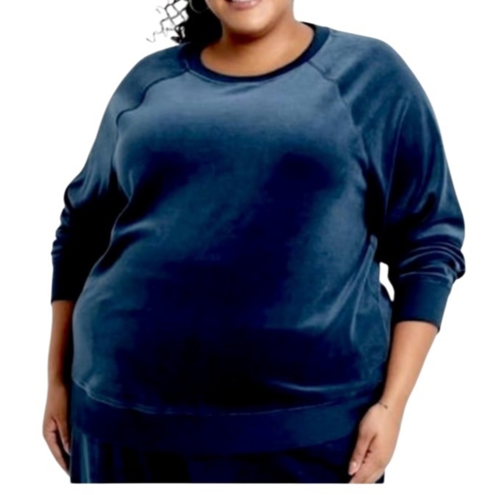 Ava & Viv Navy‎ Velour Long Sleeve Pullover Sweatshirt - Size 3X